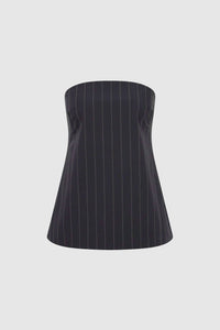 St. Agni STRAPLESS ROULEAU TIE TOP in ink stripe - women's shirt - view 5