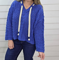 Pol - Oversized Blue Hooded Sweater