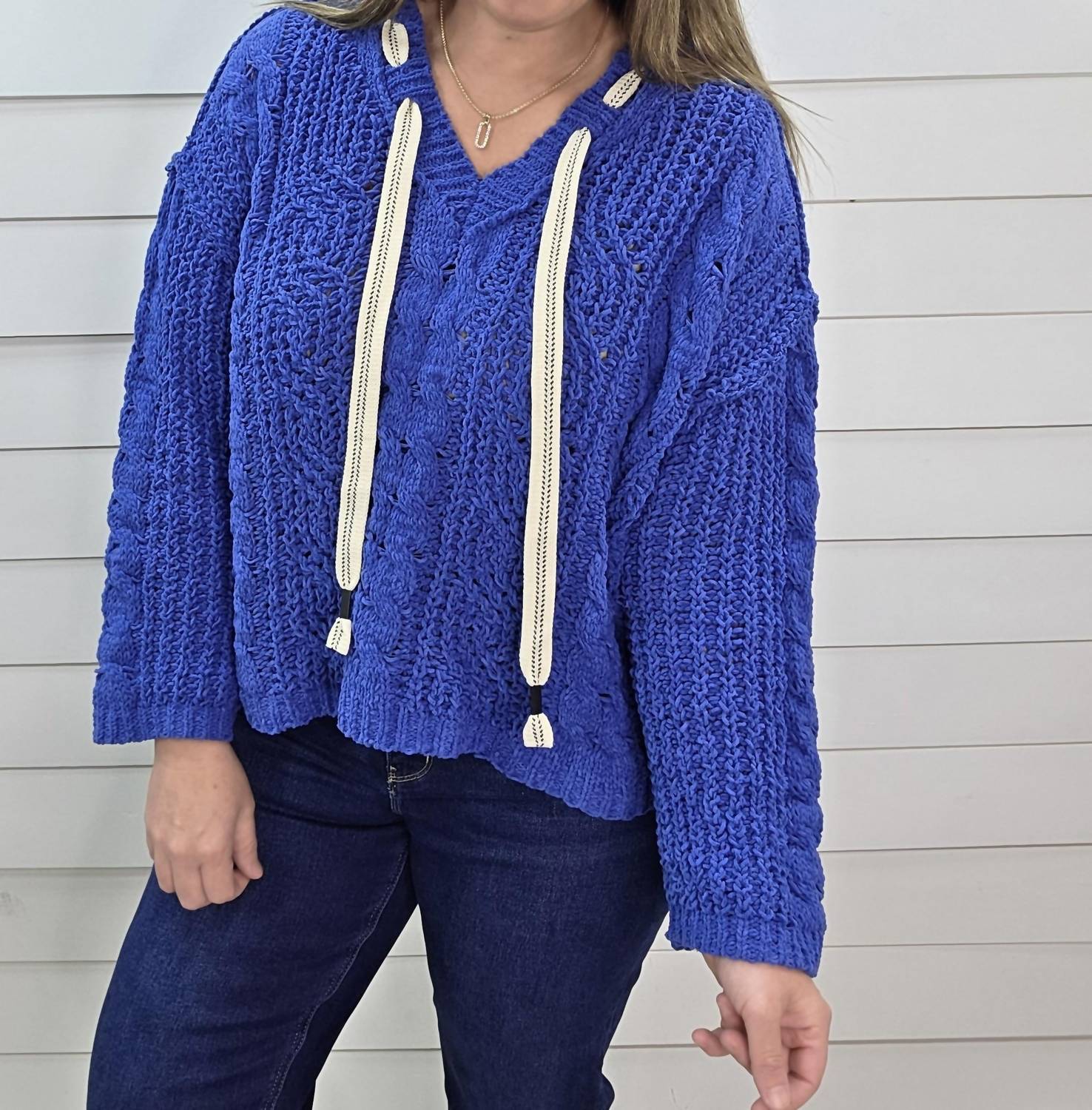 Pol - Oversized Blue Hooded Sweater