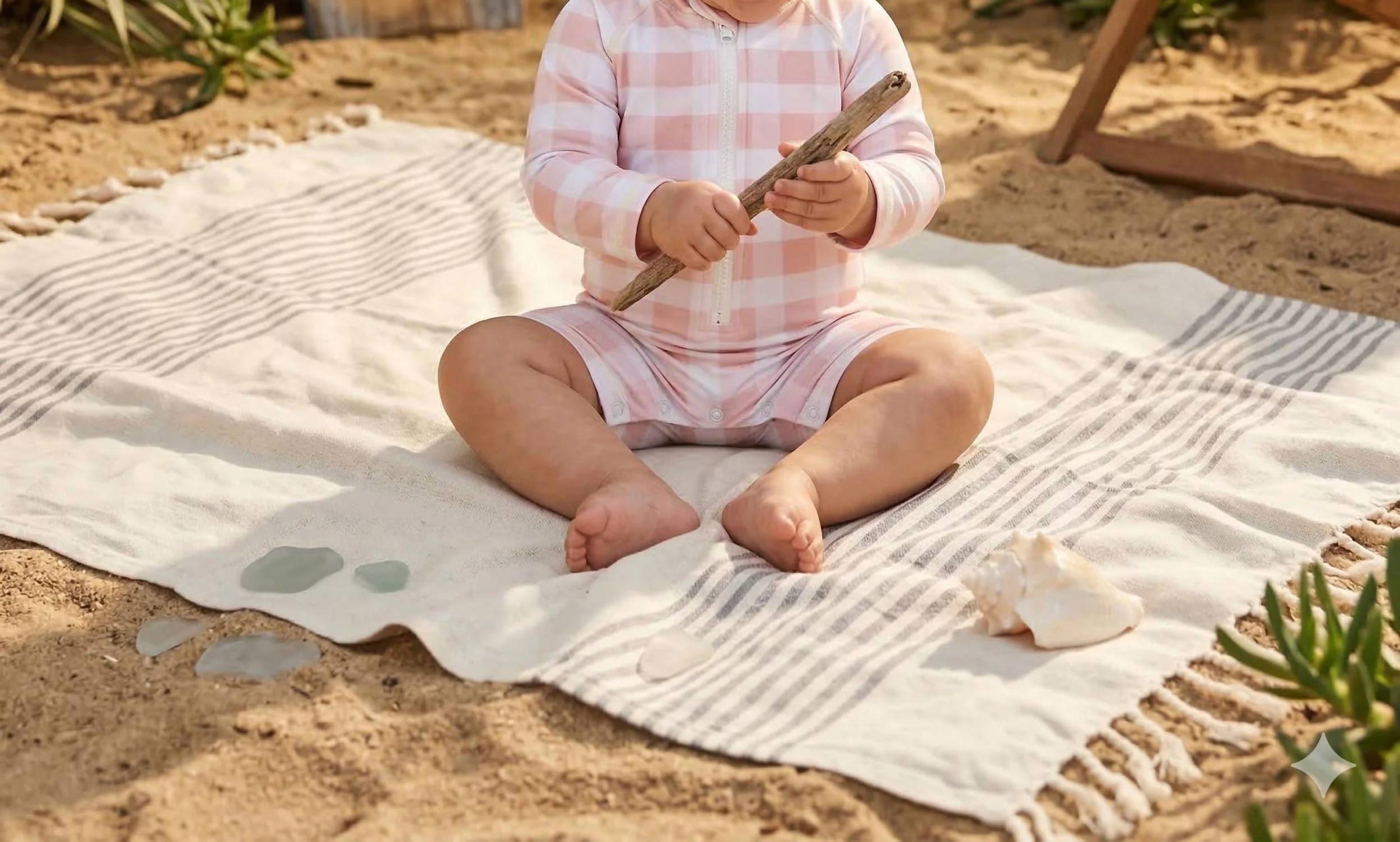 Emerson And Friends - Girl's Gingham One Piece Rash Guard Swimsuit