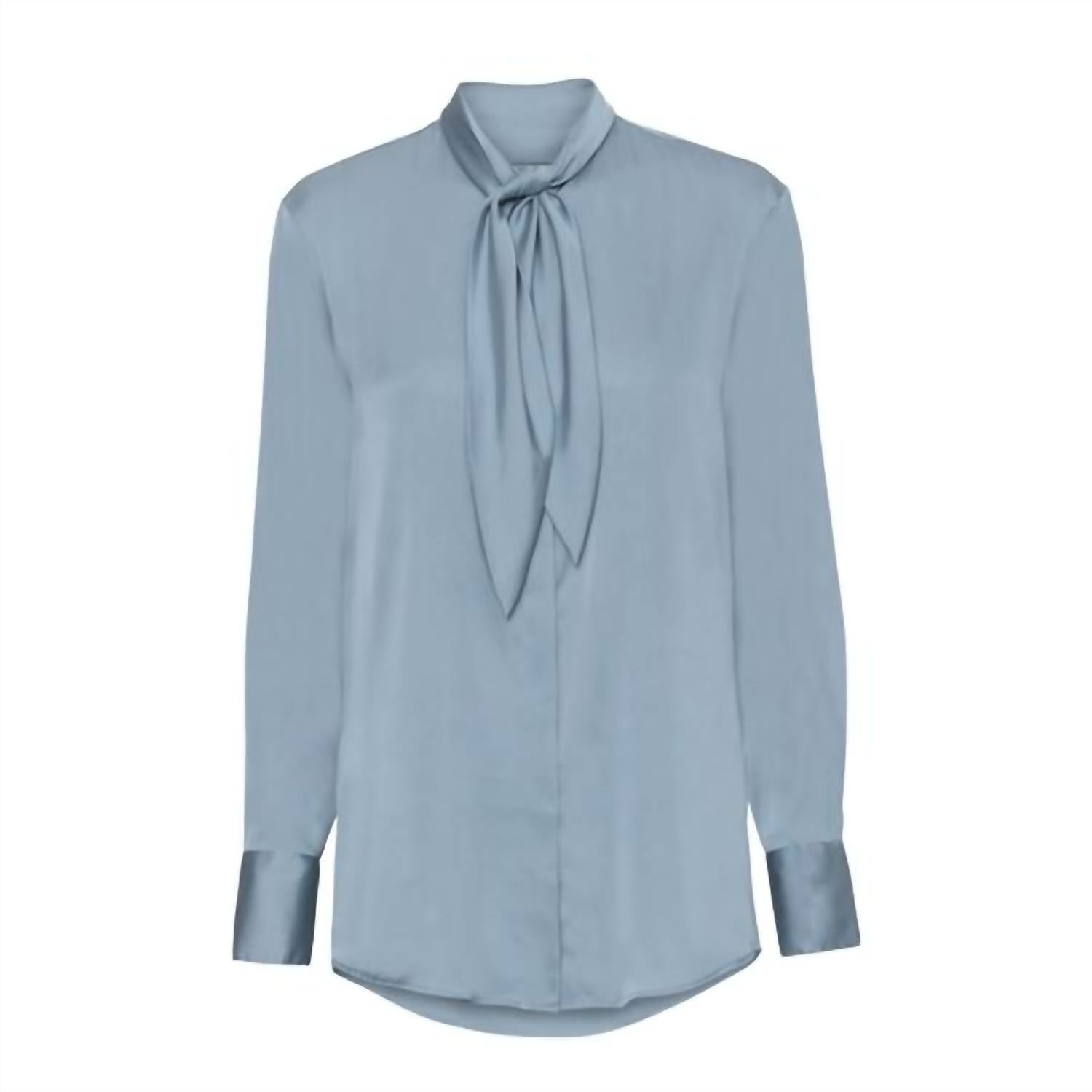 Karmamia Ribbon Shirt in blue cotton - women's blouse