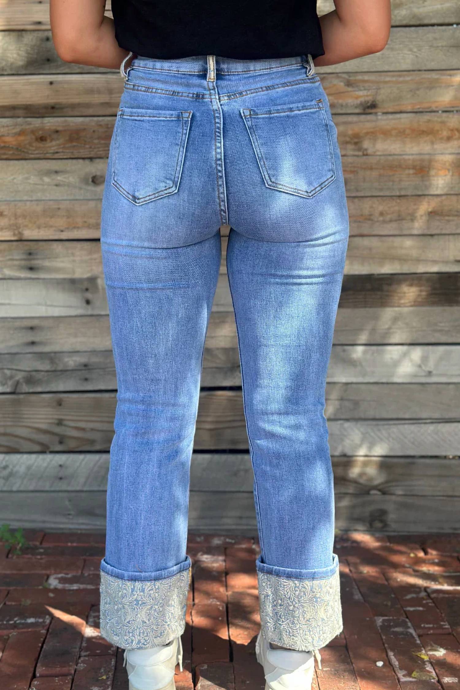 Sterling Kreek - Embroidered Cuffed Jeans