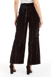 Tractr - Velvet Cargo Wide Straight Leg Pants