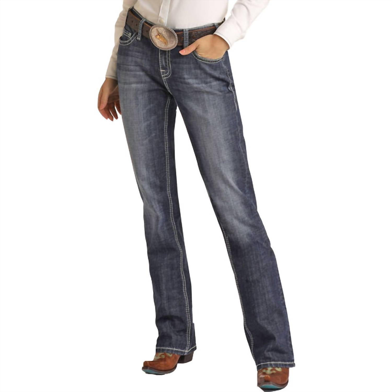 Rock & Roll Denim - Women's Raised Denim Embroidery Riding Jean
