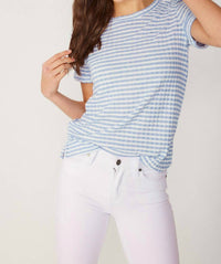 Fsl Apparel - Stripe Ribbed Knit Short Sleeve Top