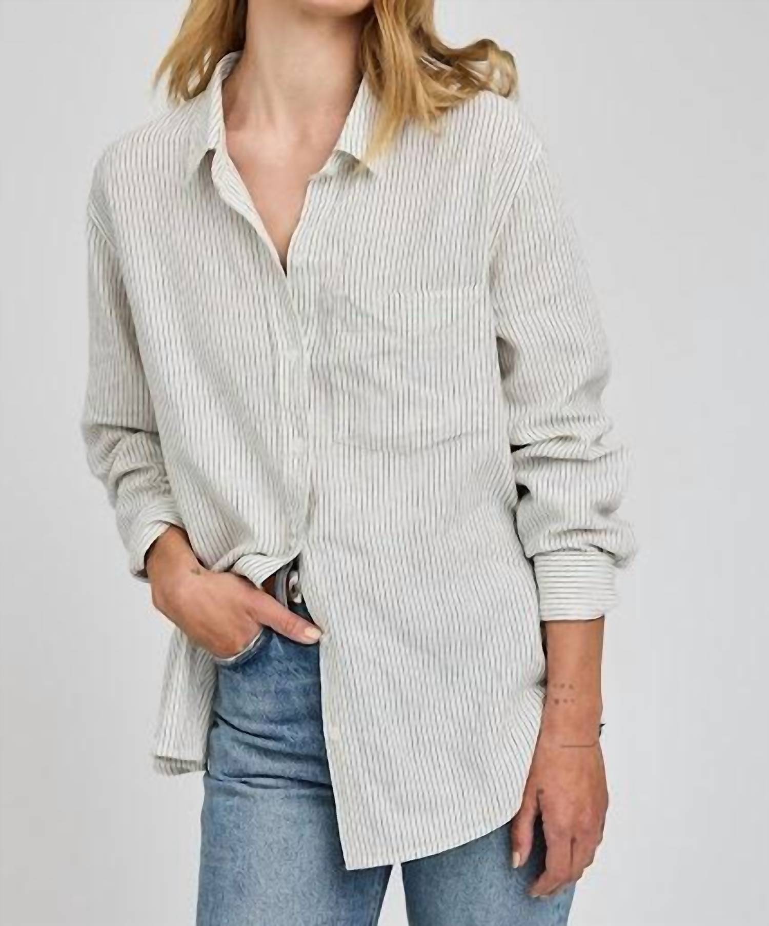 Gentle Fawn Dominique Button-down Shirt in white stripe - women's shirt