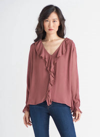 Dex - Lace Trim Ruffle Top