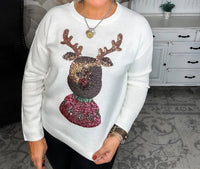 Andree By Unit - Christmas Rudolph Sequin Long Sleeve Sweater