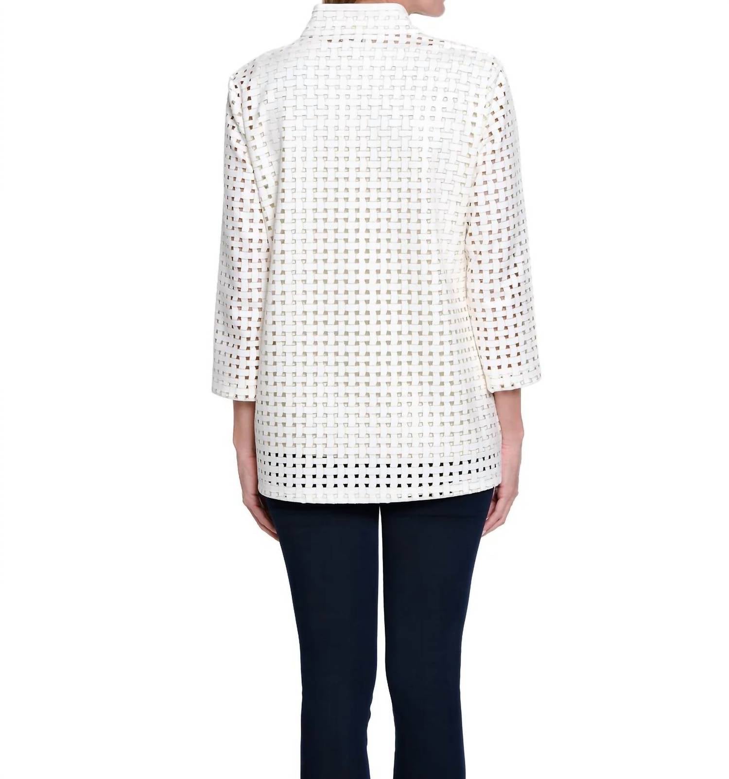 Multiples Open Front Jacket in soft white - women's jacket - alternate view