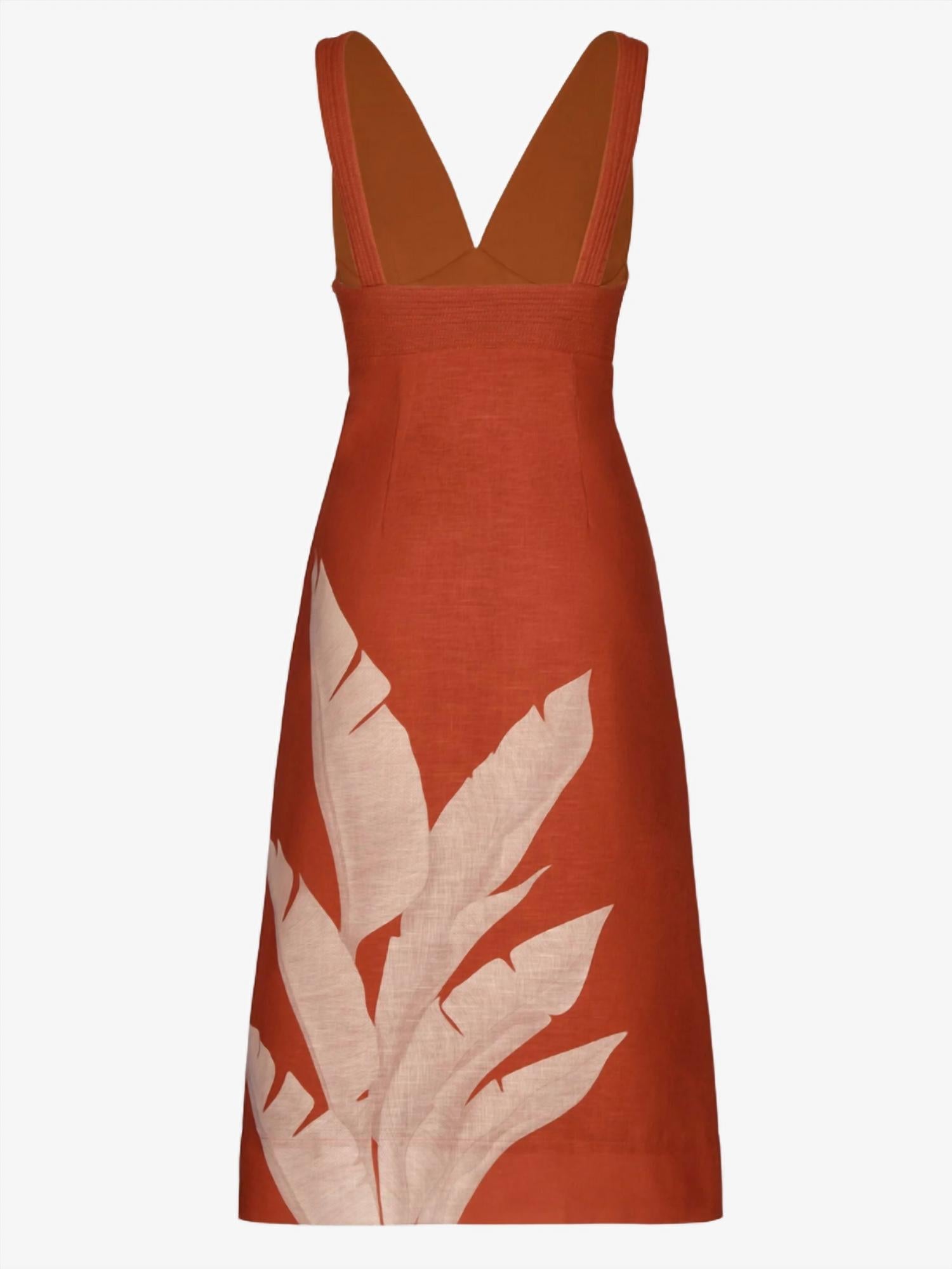 Andres Otalora Mi Poesia Midi Dress in orange dandelion - women's dress - alternate view