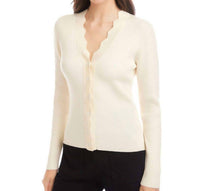 Fifteen Twenty Bliss Scallop Edge Cardigan in cream - women's cardigan