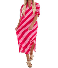 Entro - Women's Never Hold Back Stripe Midi Dress