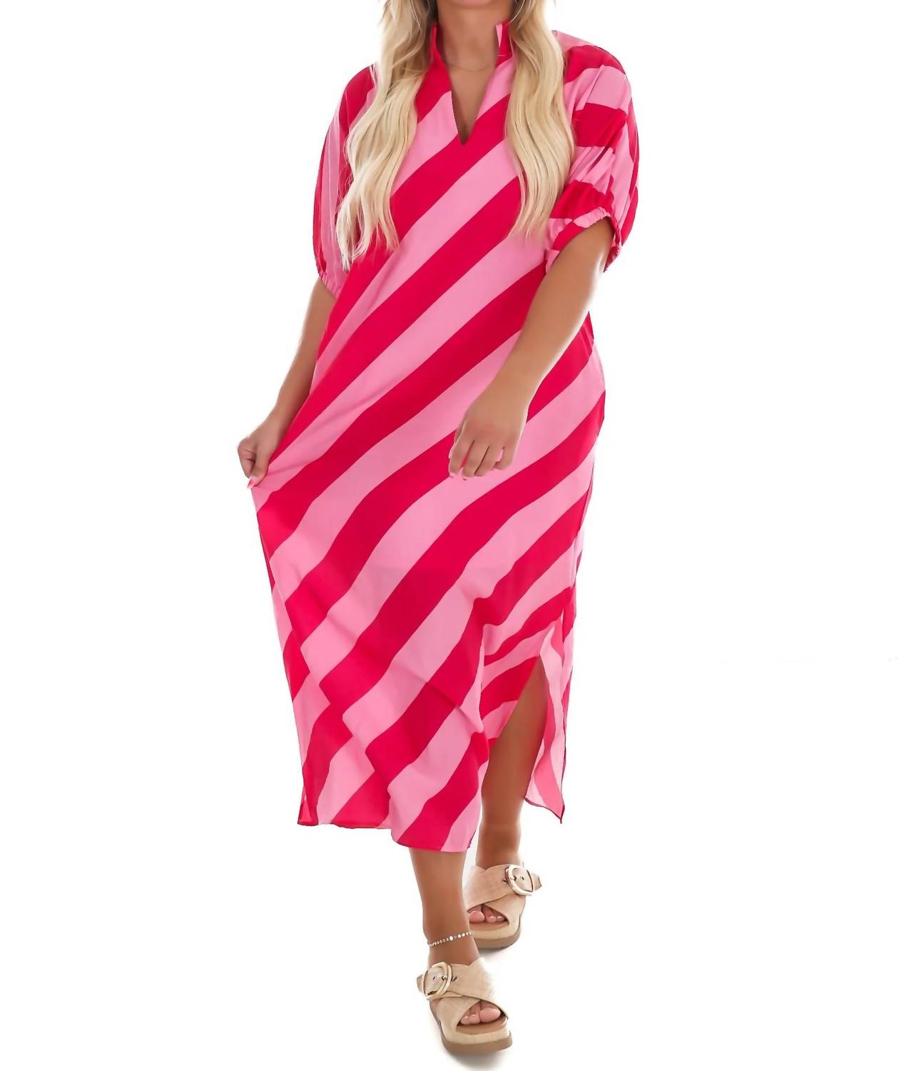 Entro - Women's Never Hold Back Stripe Midi Dress