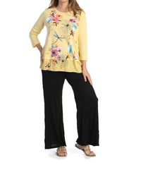 Jess & Jane - Clara Mineral Washed Cotton Georgette Contrast Top - Plus