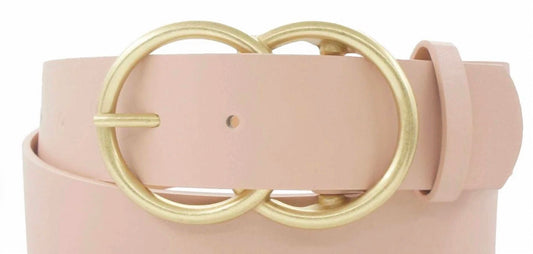 Pop Confetti - Women's Wide Vegan Leather Double Ring Belt