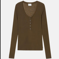 CLOSED Deep Scoopneck Long Sleeve Tee in green - women's long sleeve top - view 4