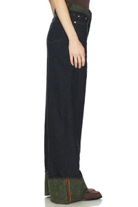 Ganni - Melange Twill Denim Fold-up Baggy Jeans
