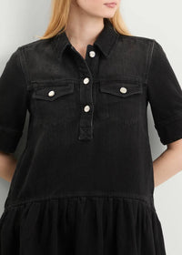 GANNI Future Soft Rigid Denim Mini Dress in washedblack - women's dress - view 4