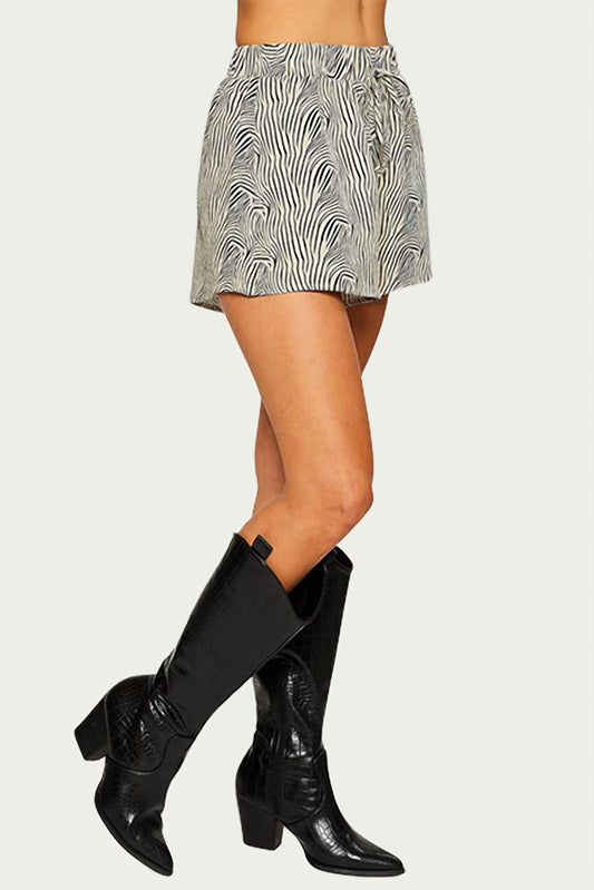 ZEBRA-PRINT TEXTURED HIGH-WAISTED SHORTS