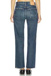 Moussy Wiley Straight Leg Jeans in blue - women's jeans - detail view