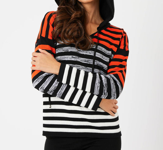 French Kyss - Stripe V-Neck Hoodie