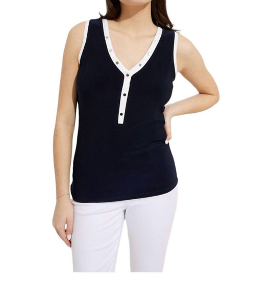 Joseph Ribkoff - Contrast Trim Sleeveless Top