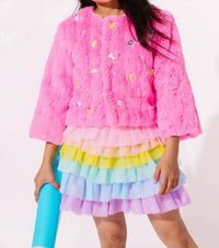 Lola + The Boys Kid's Cutie Charms Faux Fur in pink - item