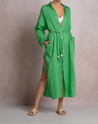 Elan - Linen Maxi Shirt Dress