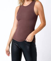 Olivaceous - Women's Ribbed Back Peep Show Muscle Tank Top
