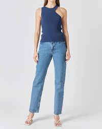 Endless Rose - Asymmetric Cutout Rib Knit Tank Top