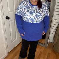 Michelle Mae Natalie Pullover Top in sapphire floral - women's long sleeve top - view 4