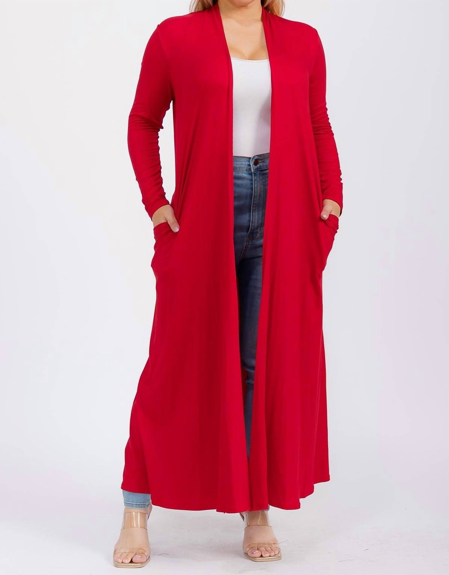 Karen T Design - Long Sleeve Maxi Length Open Front Cardigan