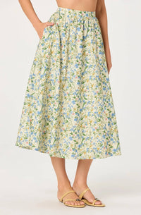 Astr - Wylda Floral Gathered A-line Midi Skirt