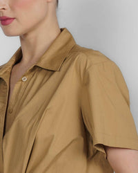 A.L.C. - Lily Short Sleeve Cropped Cotton Shirt