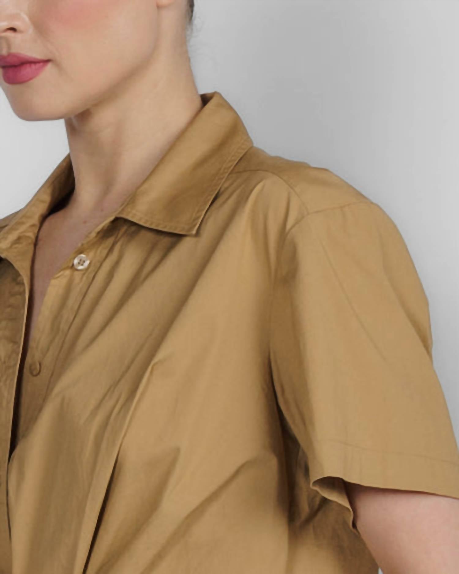 A.L.C. - Lily Short Sleeve Cropped Cotton Shirt