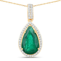 Diana M Jewels Women's Natural Zambian Emerald Pendant Necklace (3.22 Ct) - Signature Plus in 14k yellow gold - women's jewelry