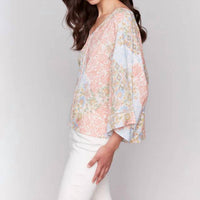 Charlie B - Stitch Detail Three-quarter Sleeve Blouse