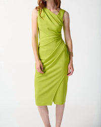 Joseph Ribkoff One-shoulder Ruched Sheath Dress in key lime - women's dress