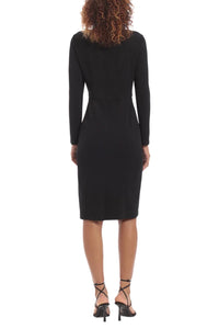 Donna Morgan - Scalloped Neckline Long Sleeve Dress