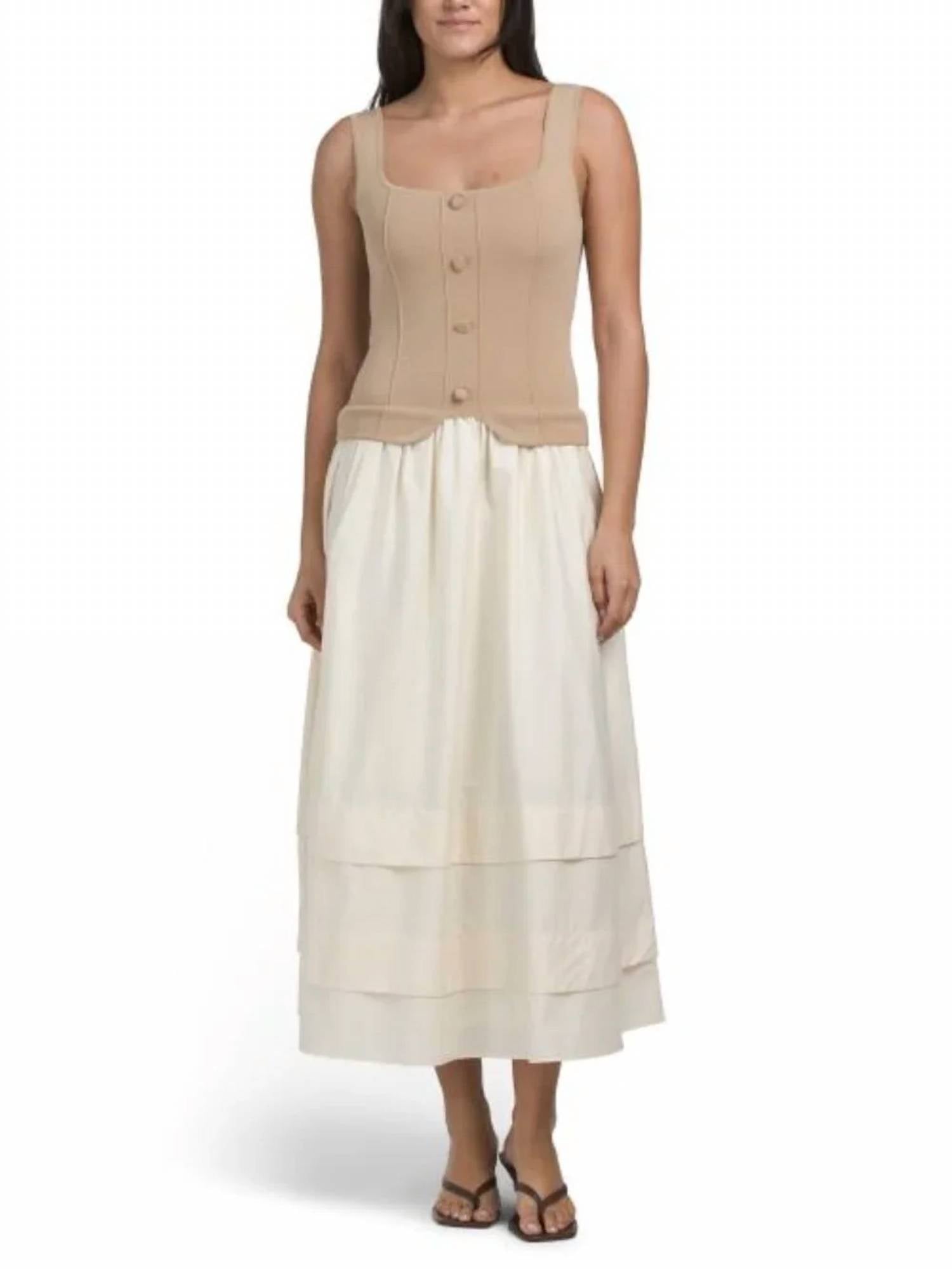 Moon River - Square Neck Mixed Media Dress