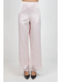 Whiteroom+Cactus - Satin Straight Leg Pants with Lace Hemming