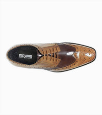 STACY ADAMS Men's Tinsley Wingtip Oxfords in tan multi - men's shoe - detail view