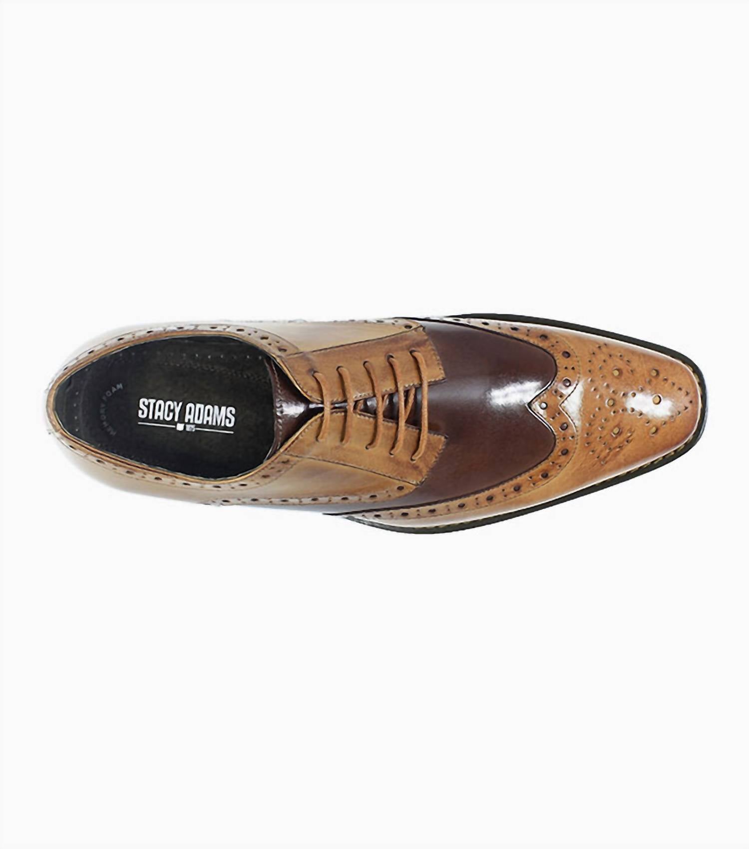 STACY ADAMS Men's Tinsley Wingtip Oxfords in tan multi - men's shoe - detail view