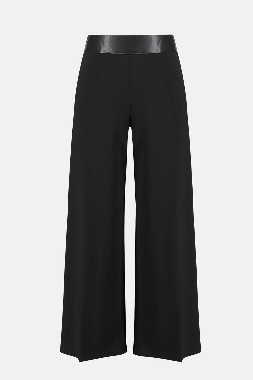 Joseph Ribkoff - Faux Leather Waistband Wide Leg Pants