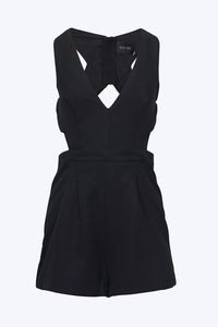 PLUNGING OPEN-BACK SATIN ROMPER