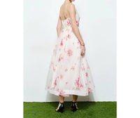 Ina Fashion - Romantic Organza V-neck Midi Dress