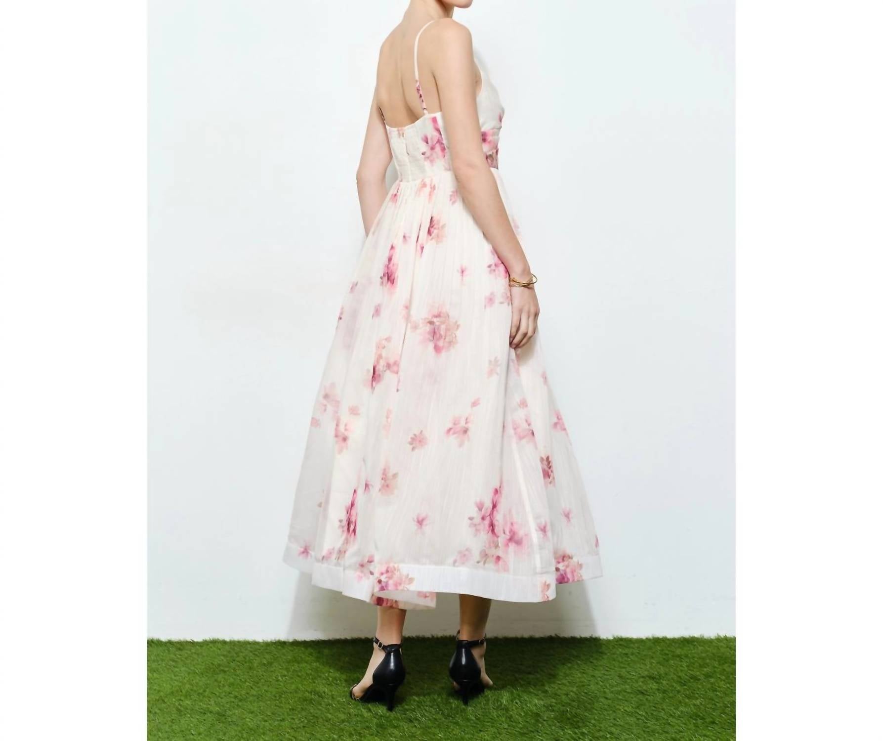 Ina Fashion - Romantic Organza V-neck Midi Dress
