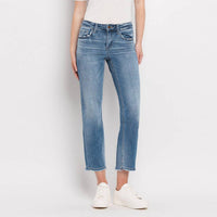 FLYING MONKEY Mid Rise Crop Straight Jean in stately - women's jeans - view 5