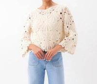 Karen Kane - Flare Sleeve Crochet Top