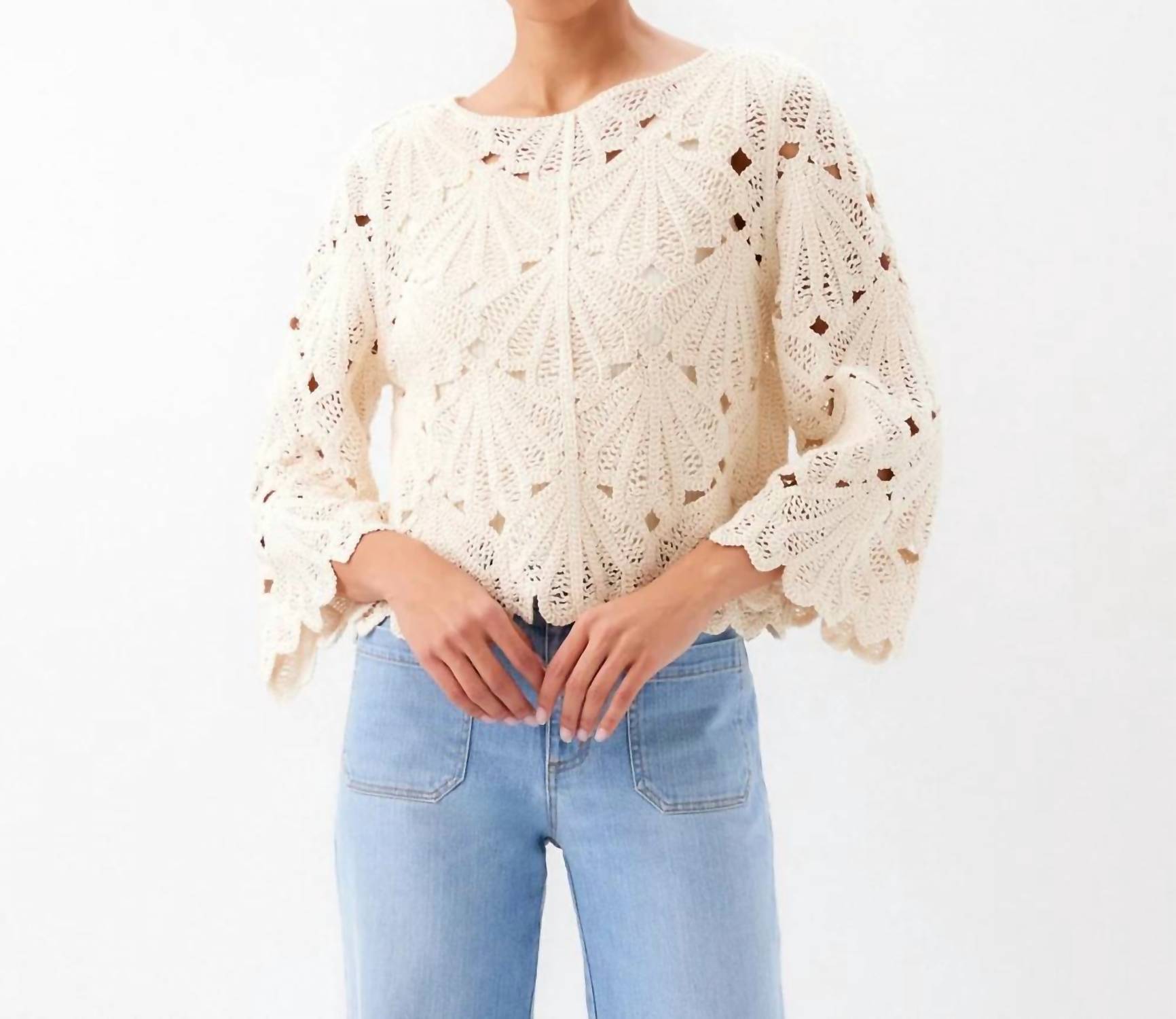 Karen Kane - Flare Sleeve Crochet Top